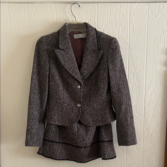 Tahari Women's Tweed Blazer and Skirt Set - Brown and Black - Picture 1 of 2